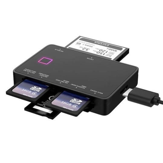 NÖRDIC USB 7 in 1 -kortinlukija 5 Gbps SD, MicroSD, CF, SDXC, SDHC,  MicroSDXC, MicroSDHC, MMS, TF - Gigantti verkkokauppa