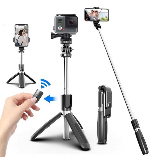 INF Selfie keppi/mobiilijalusta kaukosäätimellä kamera ja Gopro  yhteensopiva 19-100 cm - Gigantti verkkokauppa
