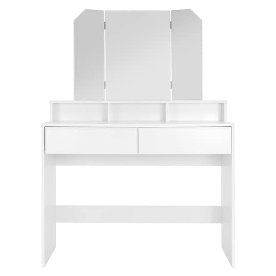 Pukeutumispöytä, jossa 3-osainen taittuva peili 100x40x140 cm Valkoinen -  Gigantti verkkokauppa