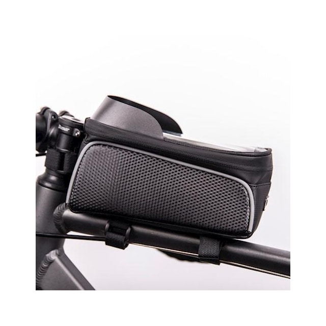Vattentät cykelramsväska & telefonhållare med skärm, Svart