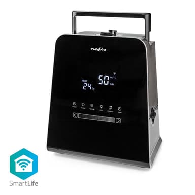 Nedis SmartLife-Kostutin | 110 W | Viileällä ja lämpimällä usvalla | 5.5 l | Kosteusmittari | Ajastin | Kaukosäädin | Yötila | Musta