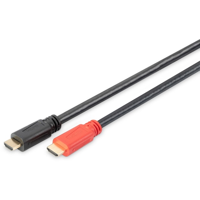 Digitus High Speed HDMI-kabel med signalförstärkare DB-330118-100-S Svart/Röd, HDMI till HDMI, 10 m