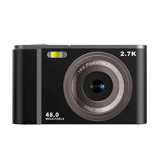 Digikamera 2.7K 48MP 1080P, 16x zoom, 32GB kortti Musta - Gigantti  verkkokauppa