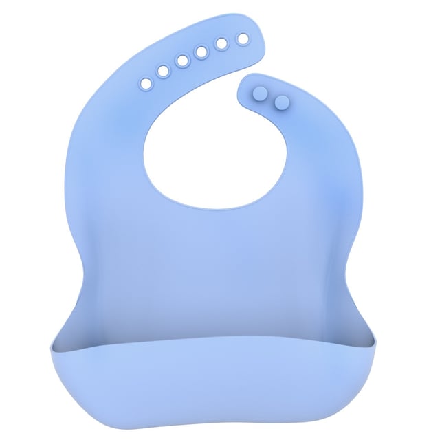 Vauvan Ruokalappu silikonista tippa-alustalla (sininen)