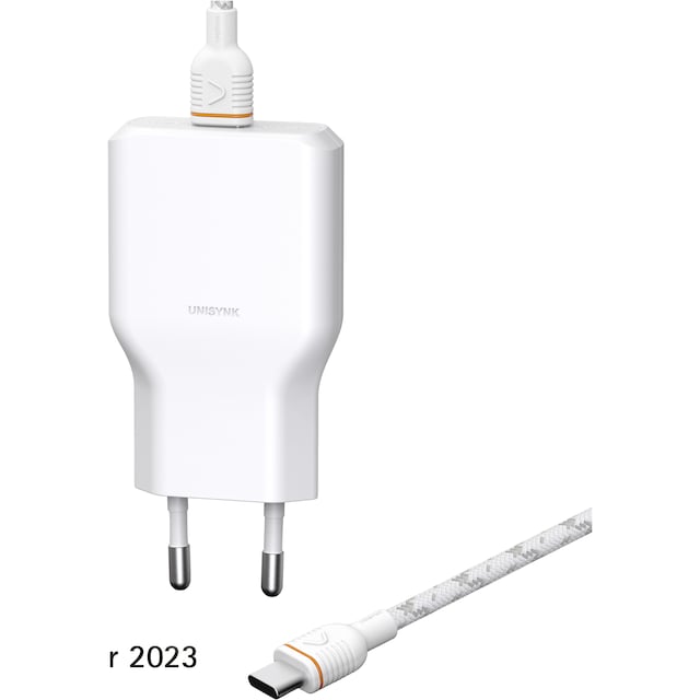 Unisynk G3 36 W USB-C seinälaturi + 2 m USB-C kaapeli (valkoinen)