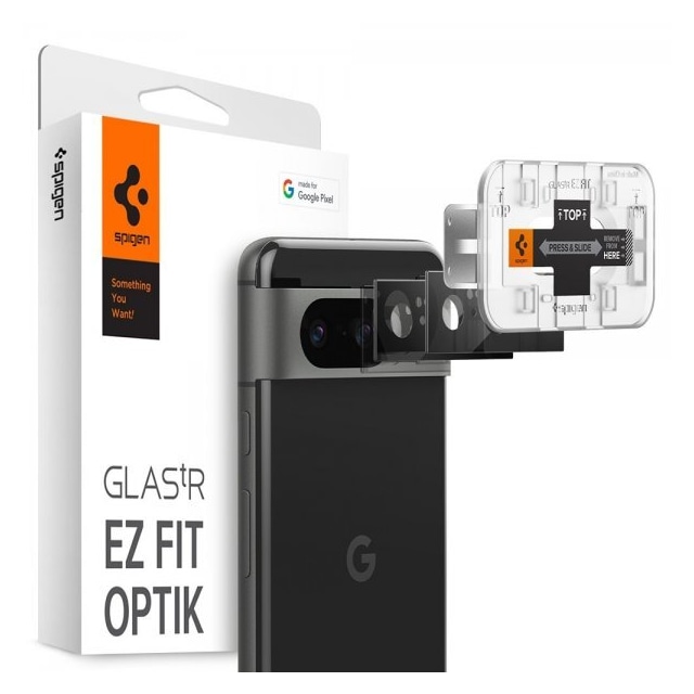 Spigen Google Pixel 8 Kameran linssinsuojus Glas.tR EZ Fit Optik 2-pakkaus Musta