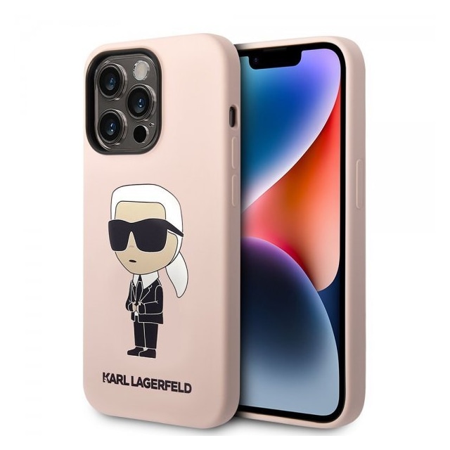 Karl Lagerfeld iPhone 15 Pro Kuori Ikonik NFT Vaaleanpunainen