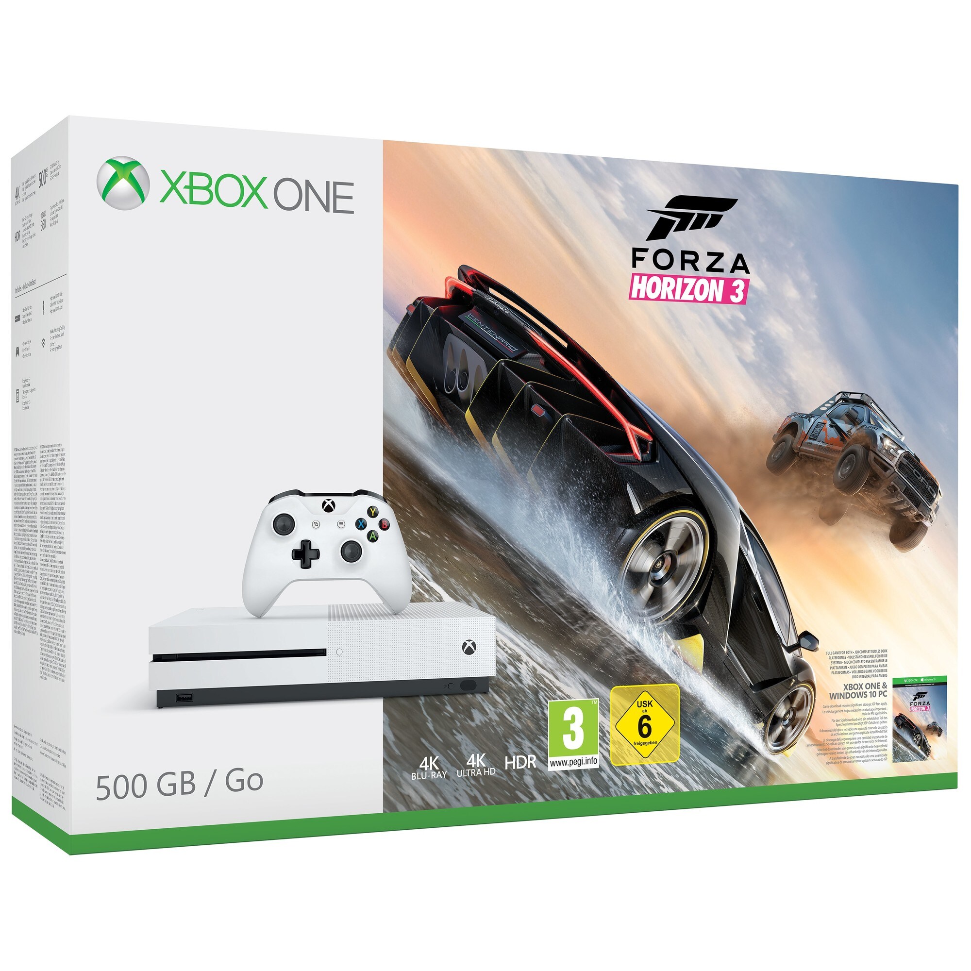 Xbox One S 500 GB Forza Horizon 3 konsolipaketti (valk) - Gigantti  verkkokauppa