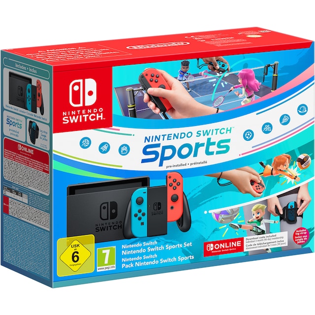 Nintendo Switch pelikonsoli + Switch Sports pakkaus (neon)