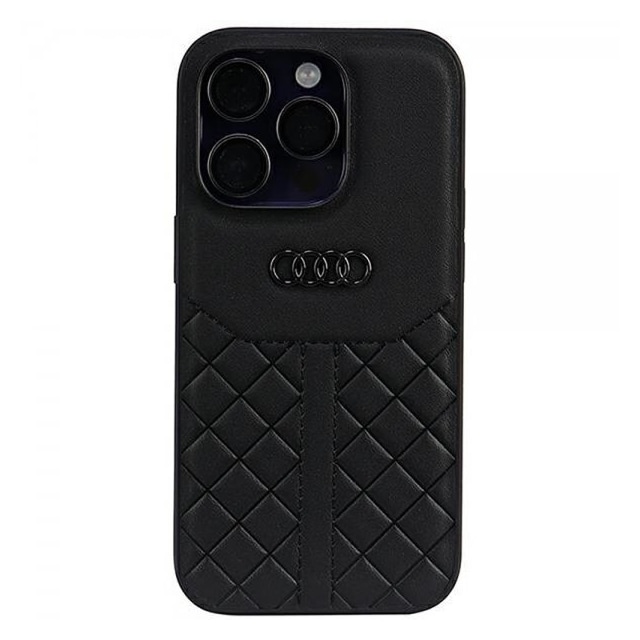 Audi iPhone 14 Pro Kuori Genuine Leather Case Musta