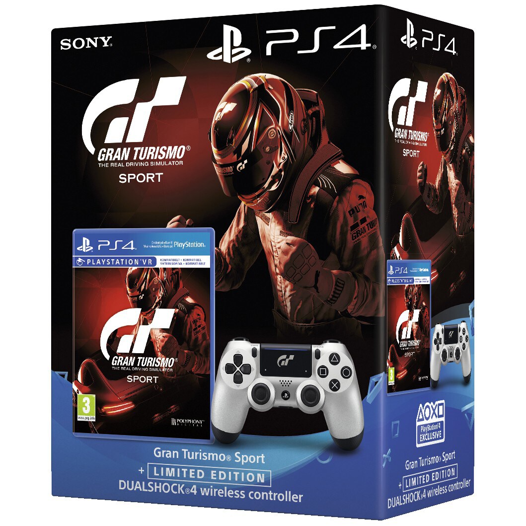 PS4 DualShock 4 ohjain ja Gran Turismo Sport peli - Gigantti verkkokauppa