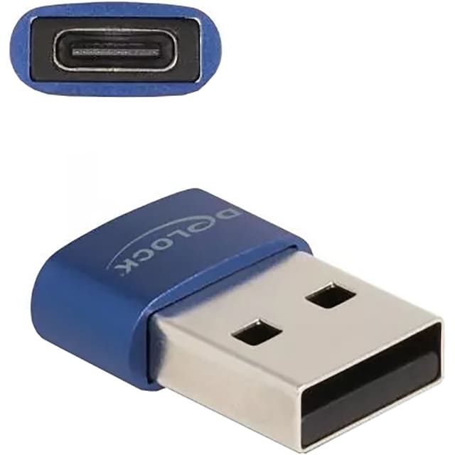 DeLock USB-C - USB-A adapteri (sininen)