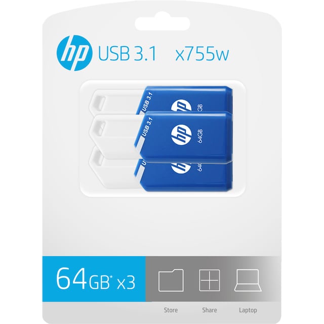 HP x755w USB 3.1 muistitikku 64 GB (3 kpl)