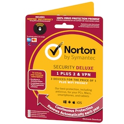 Norton Security Deluxe 1+2 virustorjunta ja VPN