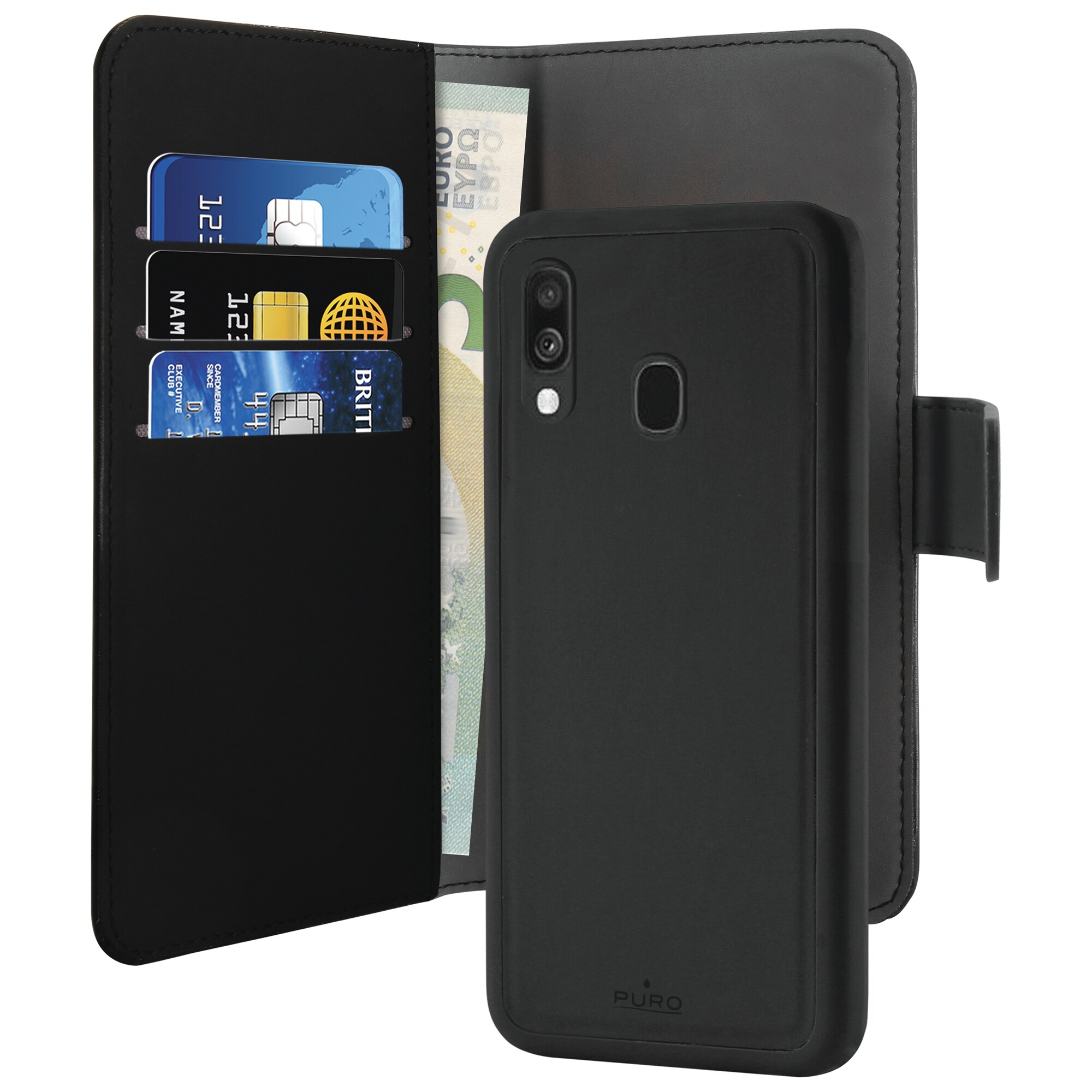 Puro 2in1 Samsung Galaxy A40 lompakkokotelo (musta) - Gigantti verkkokauppa