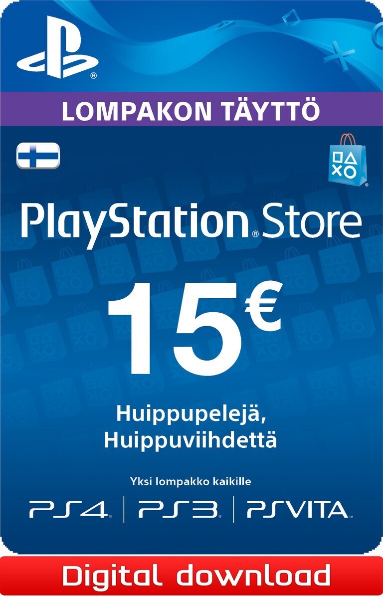 PlayStation Store PSN lompakon täyttö 15 EUR - Gigantti verkkokauppa