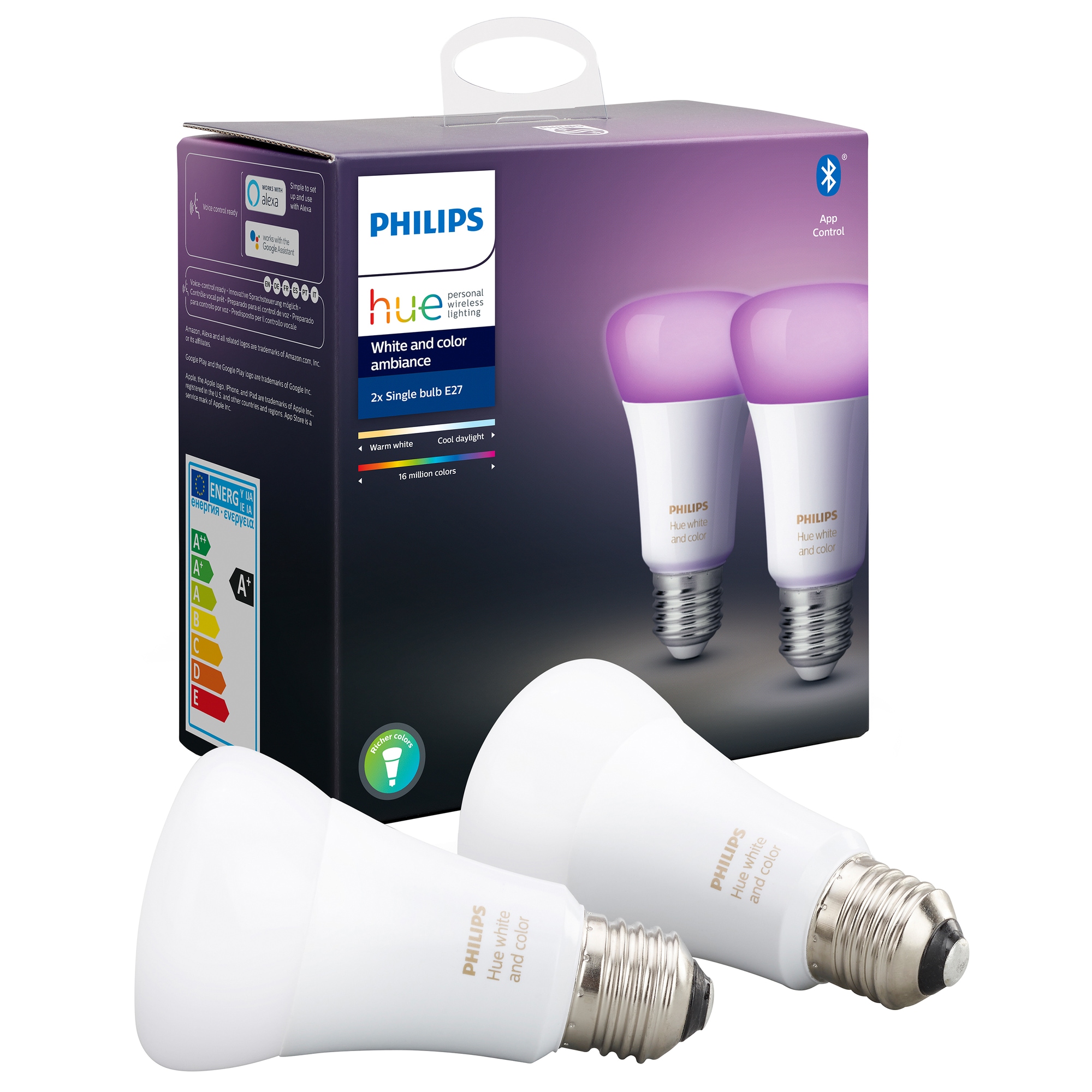 Philips Hue White and Color Ambiance LED lamppu A60 E27 (2 kpl) - Gigantti  verkkokauppa