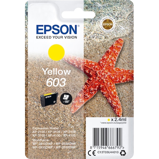 Epson 603 mustekasetti (keltainen) - Gigantti verkkokauppa