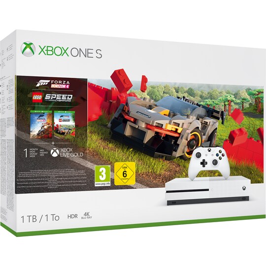 Xbox One S 1 TB + Forza Horizon 4, Forza Horizon 4 Lego (valkoinen) -  Gigantti verkkokauppa