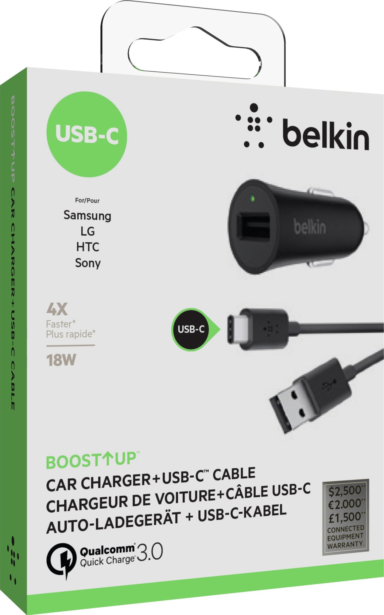 Belkin Quick Charge USB-C autolaturi (musta) - Gigantti verkkokauppa