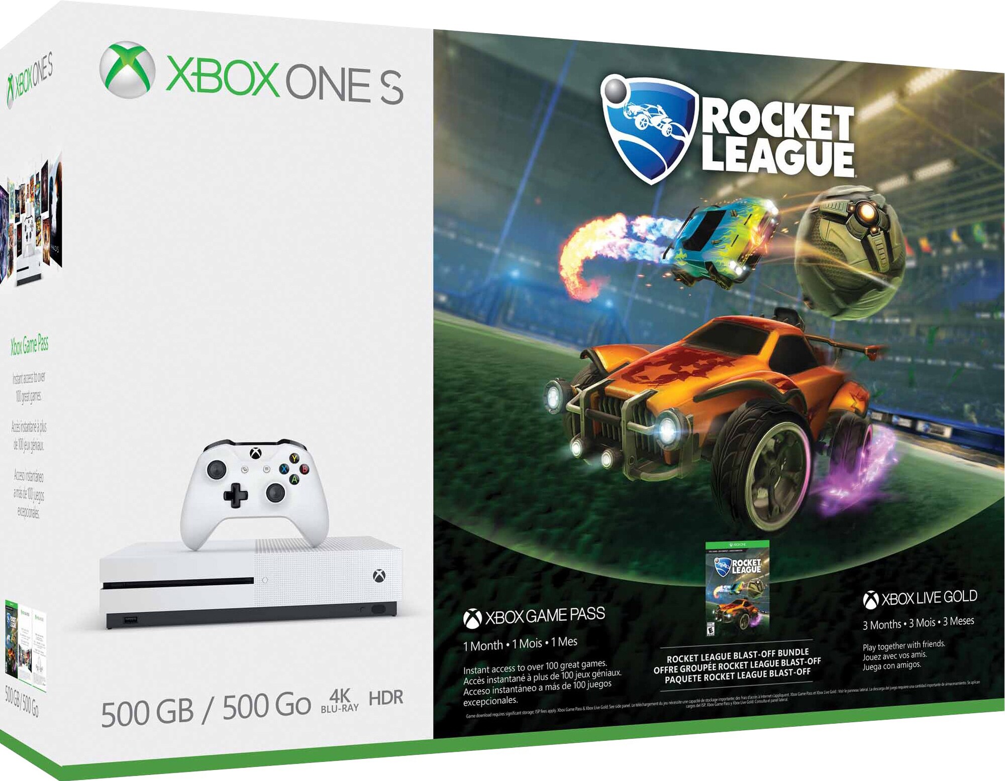 Xbox One S 500 GB + Rocket League (valkoinen) - Gigantti verkkokauppa