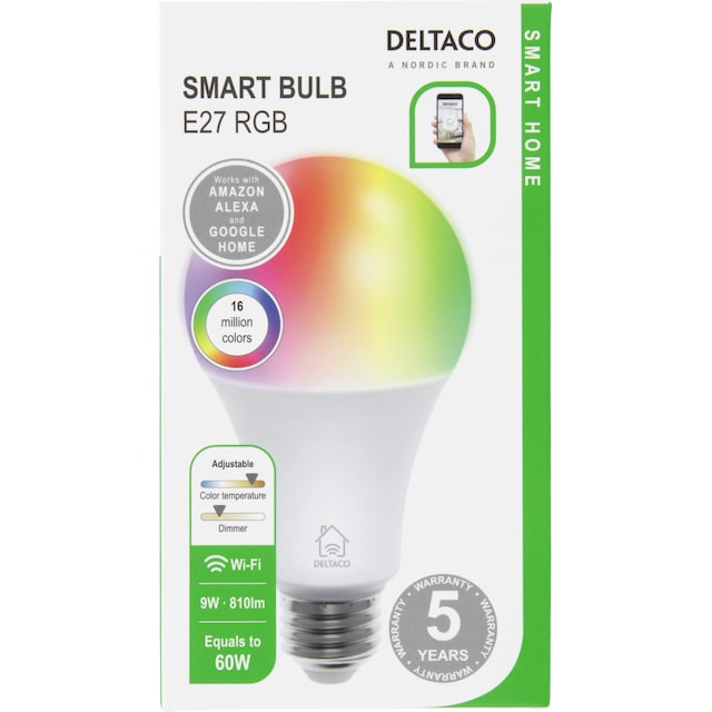 Deltaco E27 älylamppu (RGB)