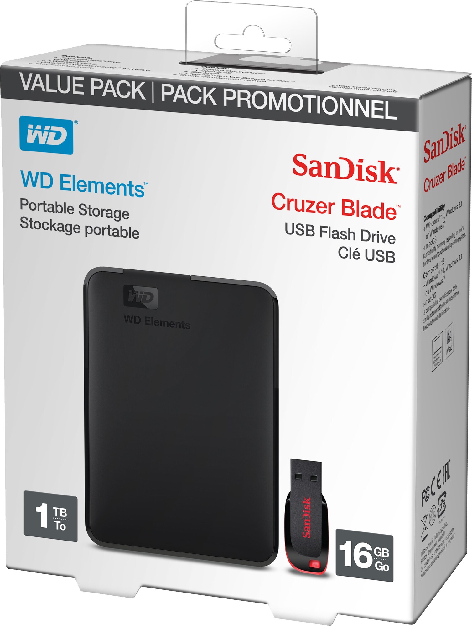 WD Elements 1TB ulkoinen kovalevy ja 16 GB USB muistitikku - Gigantti  verkkokauppa
