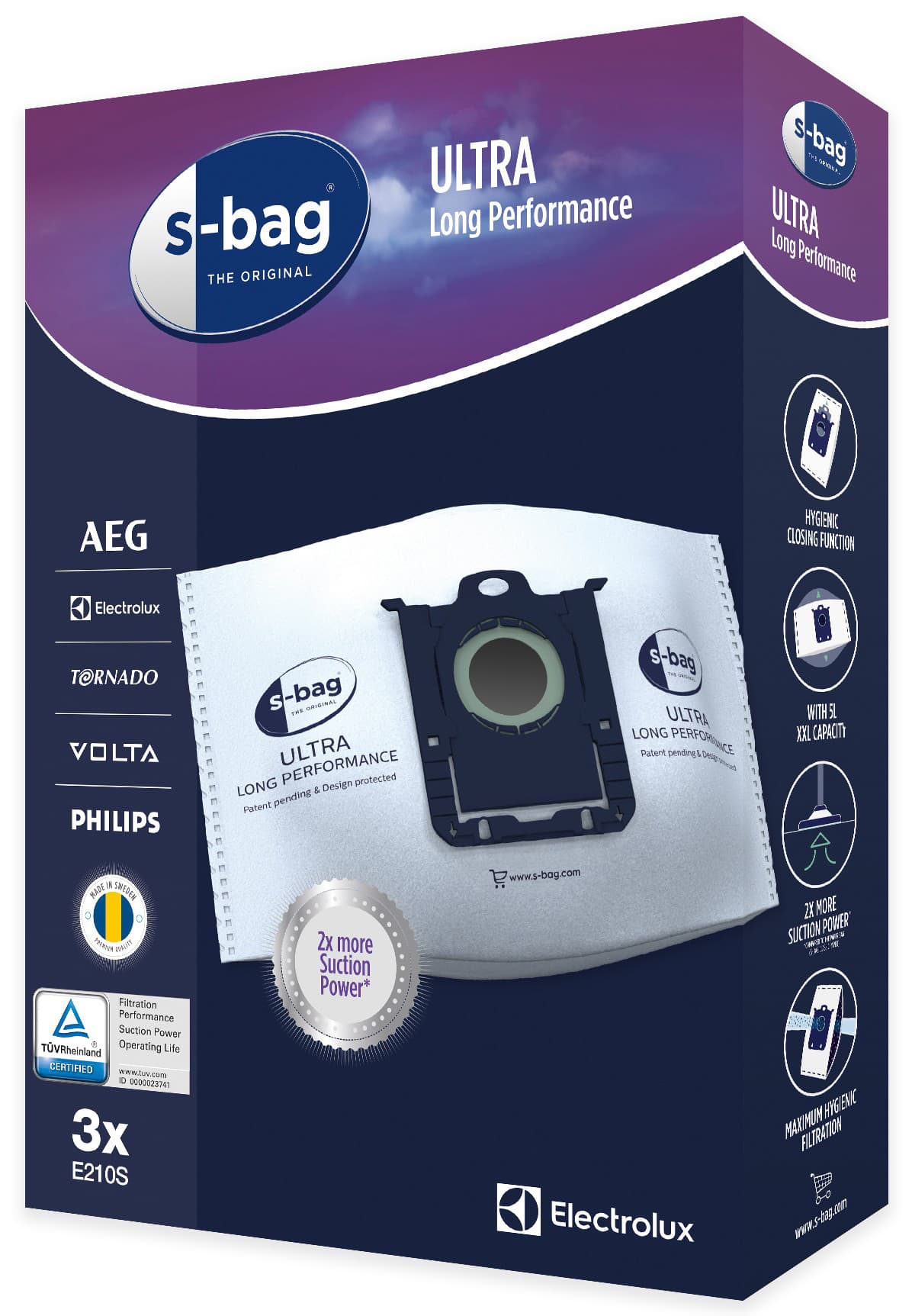 S-bag Ultra Long Performance pölypussit E210S (Electrolux/Philips)