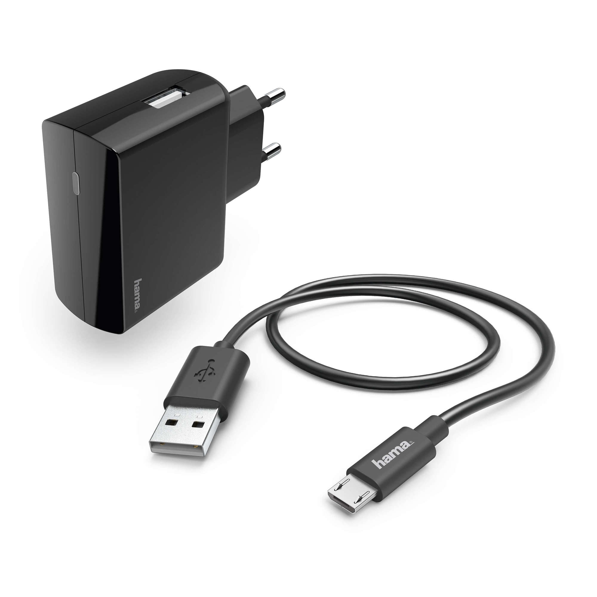 HAMA Laturi 220V Micro-USB Setti 2.4A Musta - Gigantti verkkokauppa