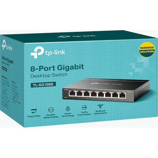 TP-Link SG108S 8-porttinen Gigabit kytkin - Gigantti verkkokauppa