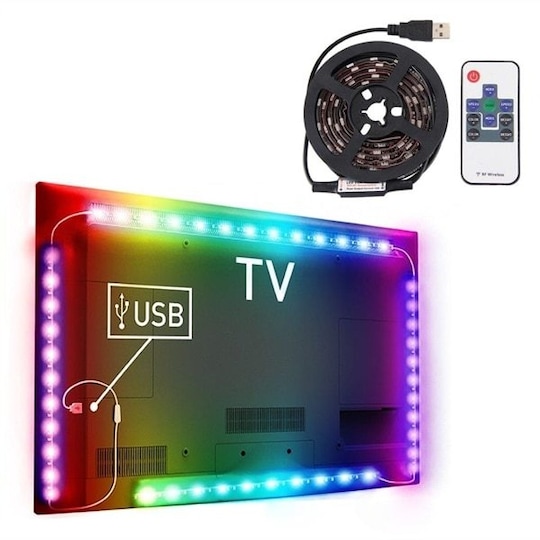 Tv-taustavalaistus Usb kaukosäätimellä - 12W 60 LED SMD 5050 RGB 1x1m -  Gigantti verkkokauppa