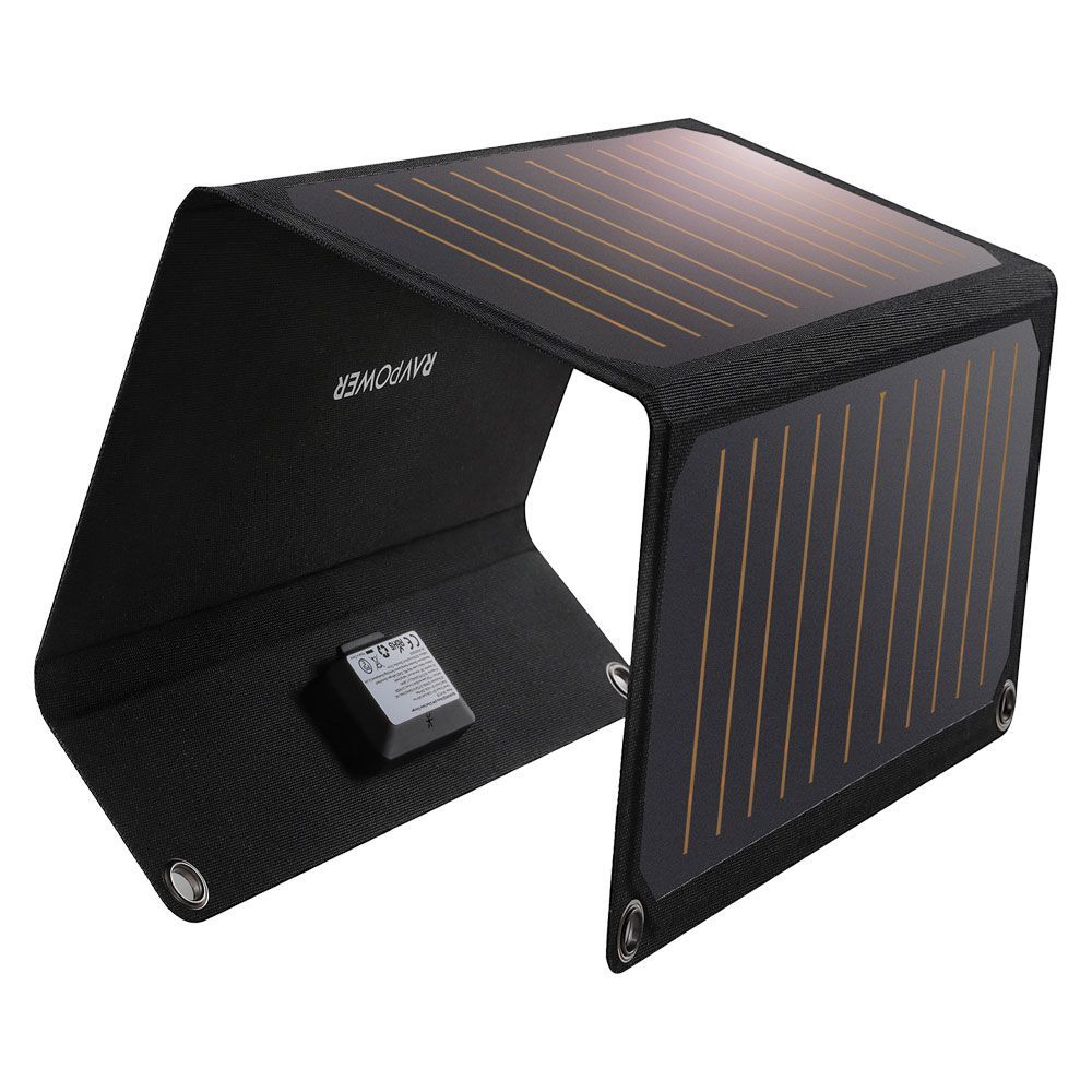 RAVPower Solar Charger, 21W Aurinkopaneeli, Musta - Gigantti verkkokauppa
