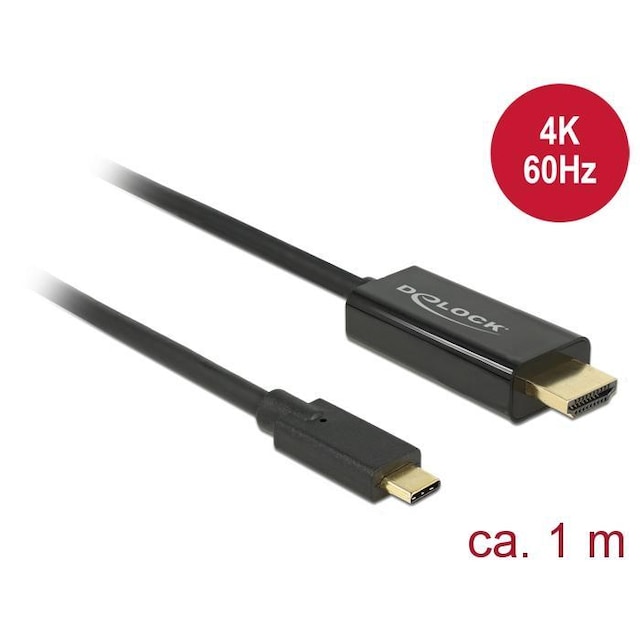 DeLock 85290 USBC–HDMI, 1 m, 4K 60 Hz, tuki HDCP1.4:lle ja 2.2:lle