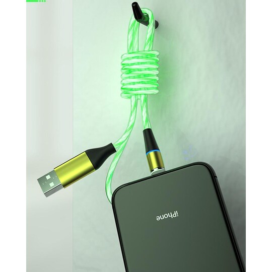 Latauskaapeli LED-valolla ja pölysuojalla - MicroUSB / USB-C / Lightning -  vihreä - Gigantti verkkokauppa