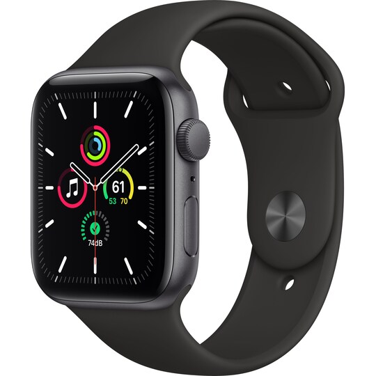 Apple Watch SE 44mm GPS (harmaa/musta urheiluranneke) - Gigantti  verkkokauppa