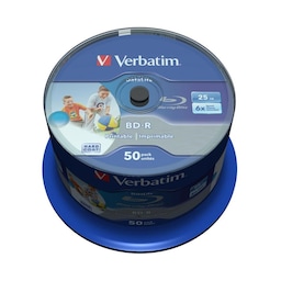 Verbatim BD-R, 6x, 25GB/200tim, Wide Inkjet Printable, 50-p spindel