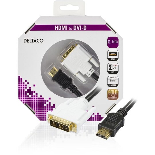 DELTACO HDMI - DVI-kaapeli, Full HD 60Hz, 19-pin HDMI - DVI-D S. Link -  Gigantti verkkokauppa