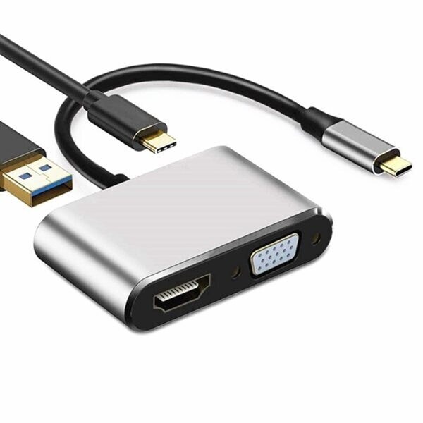 Multiport Adapter - 4in1 VGA/HDMI/USB 3.0/ USB-C Nintendo Switch/Samsung/MacBook  - Gigantti verkkokauppa