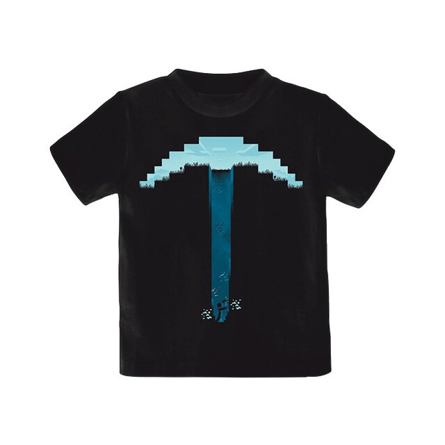 Lasten Minecraft t-paita - Hakku (musta) (5-6v)