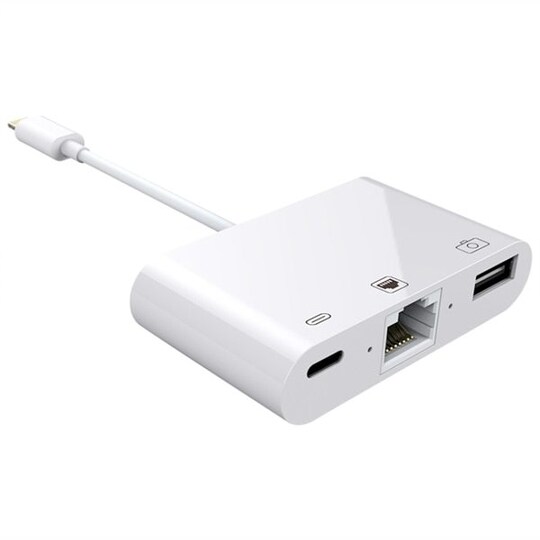 iPhone/iPad hubi lightning - Ethernet + USB + Lightning - Gigantti  verkkokauppa
