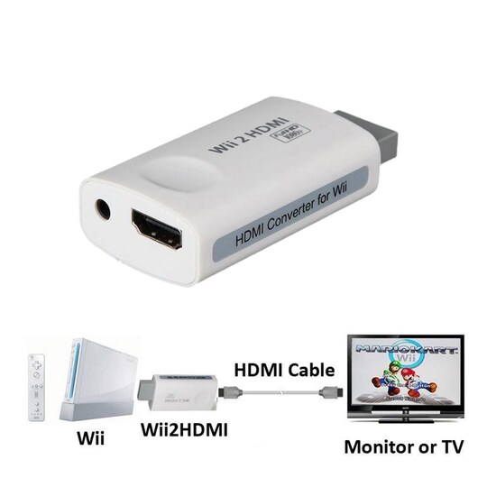 Wii - HDMI Full HD -sovitin 3,5 äänen ulostulolla - Gigantti verkkokauppa