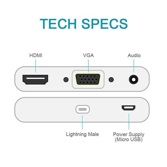 Lightning-adapteri HDMI/VGA- ja audio-liitäntään - Gigantti verkkokauppa