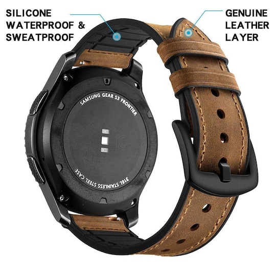 Rannekoru Samsung Gear S3 Classic / Frontier / Galaxy Watch Leather - ruskea  - Gigantti verkkokauppa