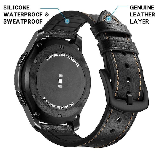 INF Ranneke Samsung Gear S3 Classic, Frontier, Galaxy Watch 22 mm Nahka  musta - Gigantti verkkokauppa