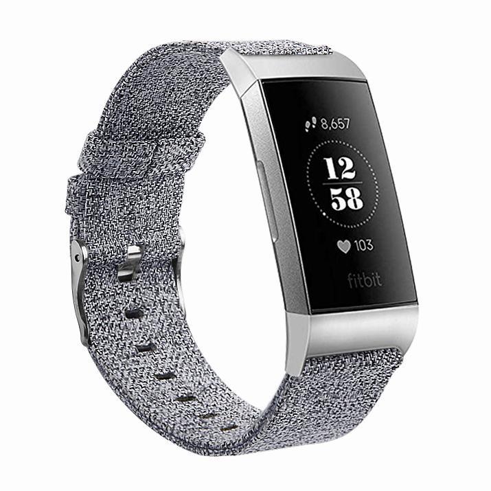 Fitbit Charge 3/4 rannekkeen kangas harmaa S - Gigantti verkkokauppa