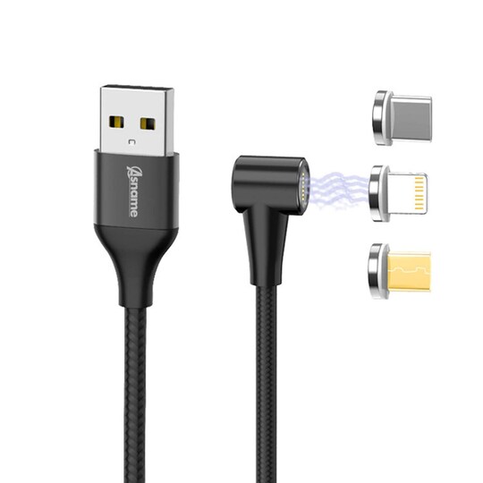 Magneettinen L-muotoinen latauskaapeli USB-C, Micro USB ja Lightning-liitin  - Gigantti verkkokauppa