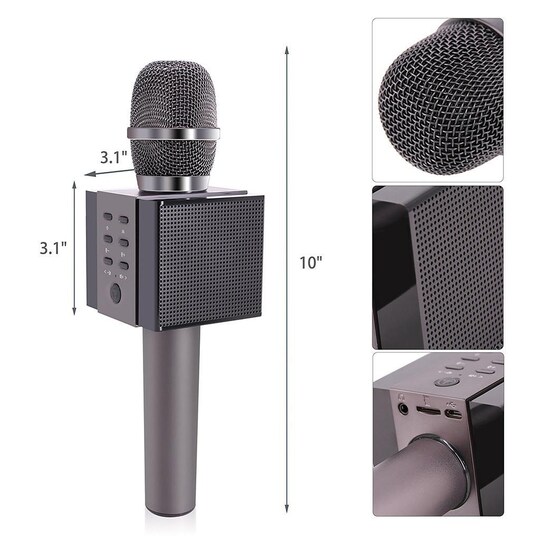 Karaoke-mikrofoni Bluetooth-kaiuttimella 5W Grafiitti musta - Gigantti  verkkokauppa