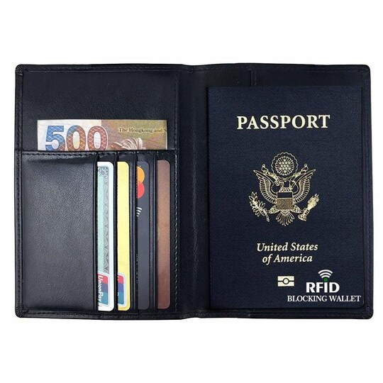 Passikotelo / korttiteline RFID-suojauksella - nahka - Gigantti verkkokauppa