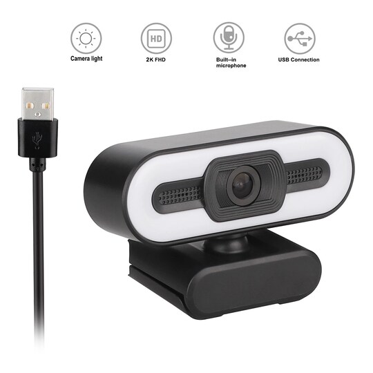 NÖRDIC USB-web-kamera 2K Full HD 30 fps, rengasvalo, mikrofonilla, Zoom-,  Skype-, Facetime-, Teams-videoneuvottelut, 4 megapikselin verkkokamera -  Gigantti verkkokauppa