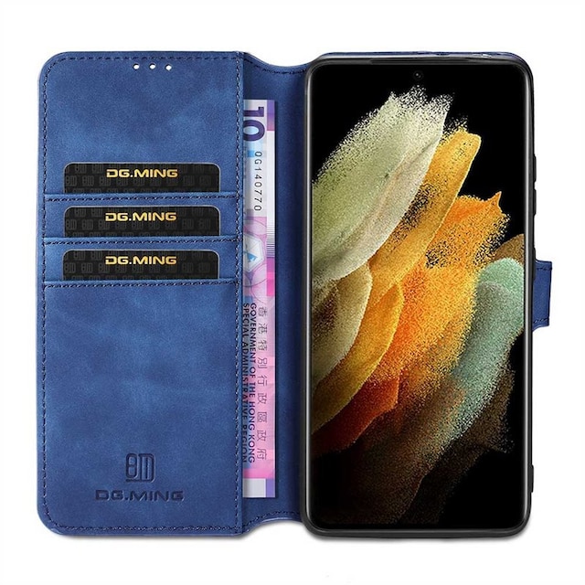 DG-Ming Lompakkokotelo 3-kortti Samsung Galaxy S21 Ultra  - sininen